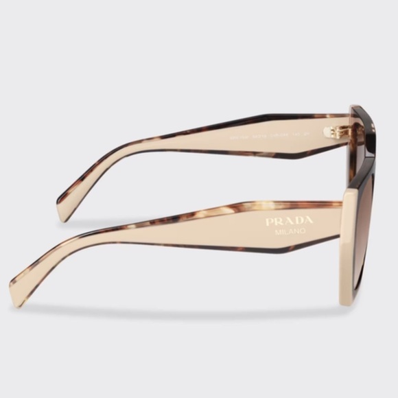 Prada Sunglasses Rectangular with Logo Opaque Gradient Dark Brown Lenses - Picture 5 of 9